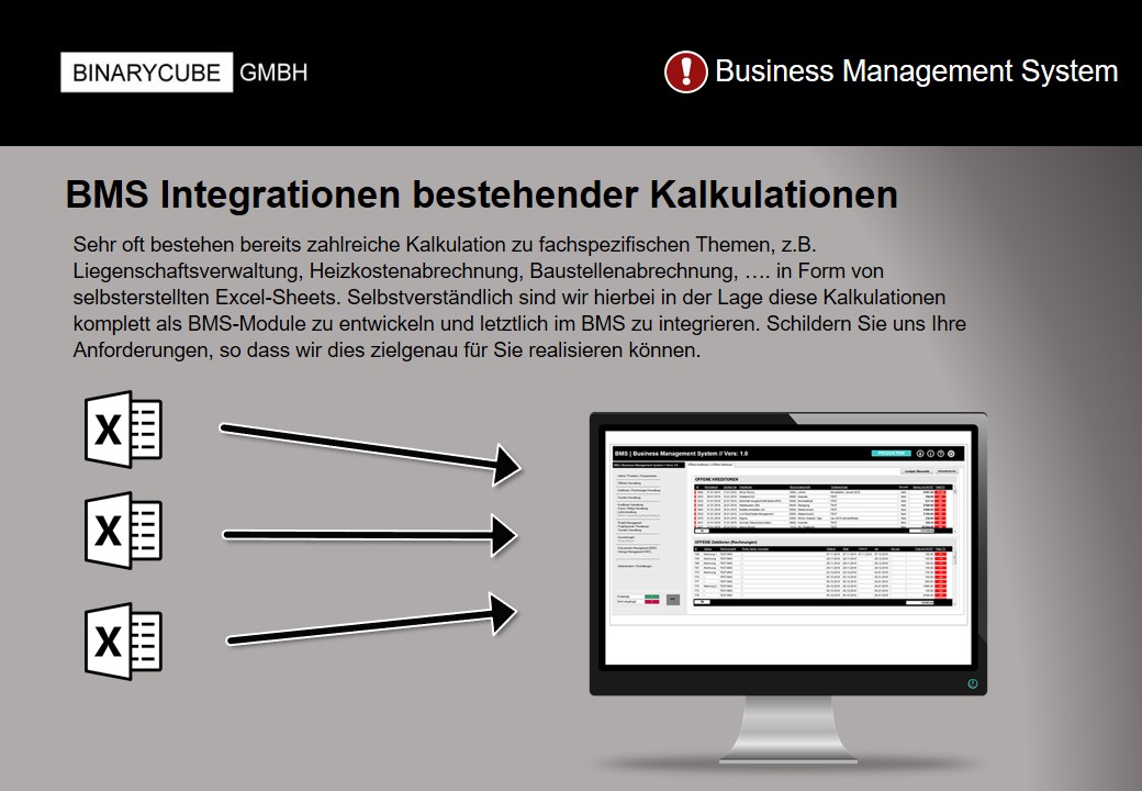 BINARYCUBE GMBH - Rüchligweg 55 - 4125 Riehen – Basel  - Schweiz // Vollumfängliche Informatiklösungen / ERP / CRM / Applikationen / Datenbanken / Konzeptionierung / Gesamt-Koordinationen / Erhaltungsplanung / Ingenieurwesen / Netzwerk / Software-Entwicklung / Schulungen / Projektportfolio / Infrastruktur-Koordination / GIS / Schnittstellen und weiteres